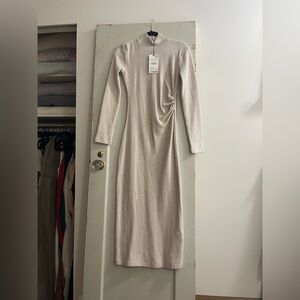 Zara Beige Long Sleeve Dress